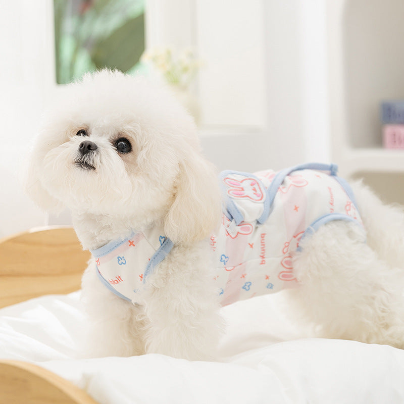 猫用離乳服 かわいい避妊手術服 腹部保護服 犬猫用舐め防止回復服 ペットケア服