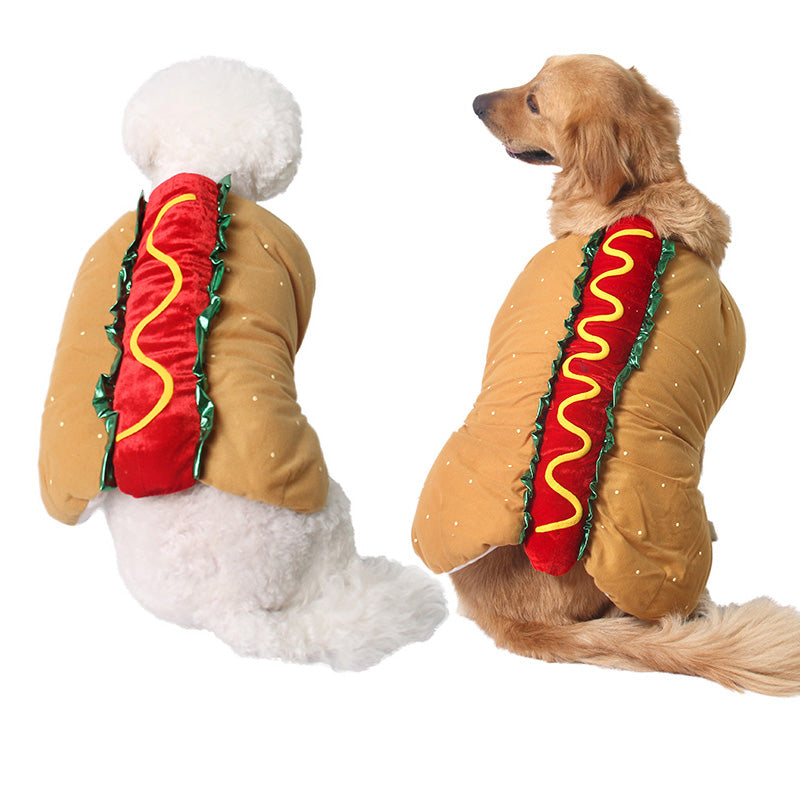 ペット用犬猫コスチューム、可愛いホットドッグサンドイッチコスチューム、面白いホットドッグ服、猫コスチューム