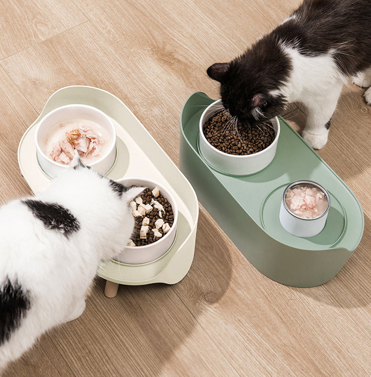 ペットボウル 傾斜 ダブルボウル 猫用 首保護 犬用水飲み器 フードボウル 調整可能 こぼれ防止 猫用給餌器 ペット用品