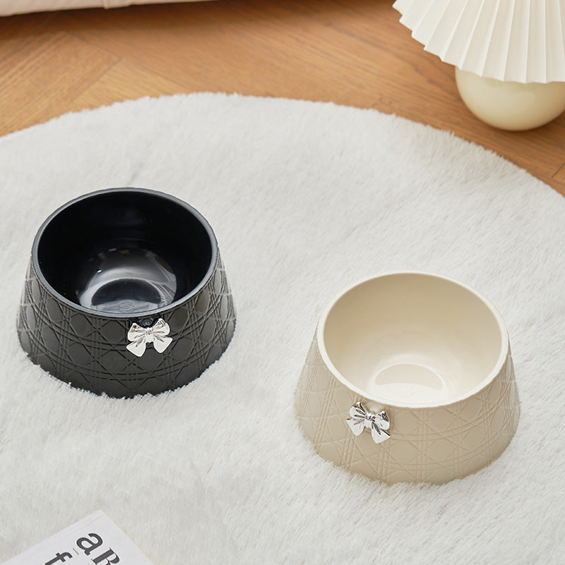 ペット犬フードボウル かわいい蝶ネクタイ 子犬用食器 ダイヤモンド柄 ボウキャットボウル 水入れ スイートプリンセス ペット用給餌ボウル