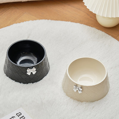 ペット犬フードボウル かわいい蝶ネクタイ 子犬用食器 ダイヤモンド柄 ボウキャットボウル 水入れ スイートプリンセス ペット用給餌ボウル