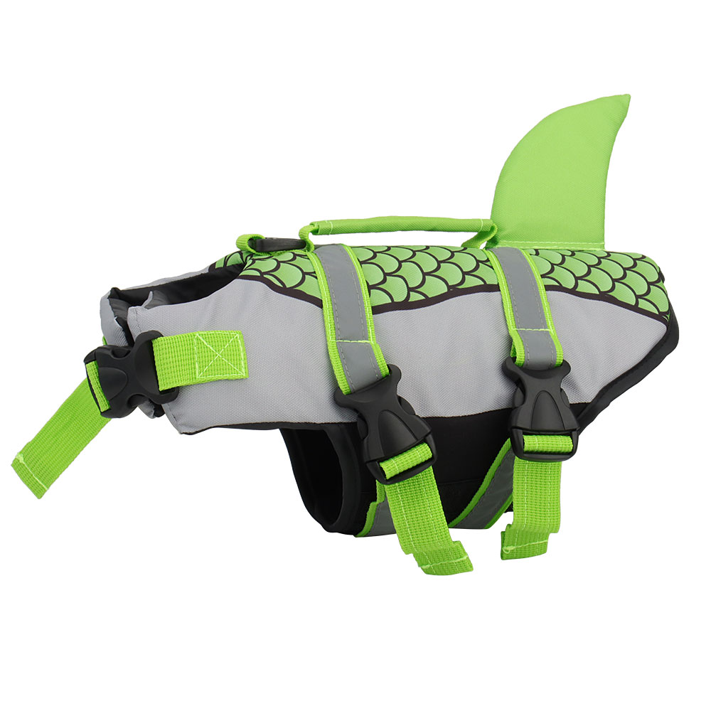 ペット用ライフジャケット ベスト服 ライフベスト 首輪ハーネス 犬用 スイミング 夏用スイムウェア ウロコ サメ柄 ペット用品