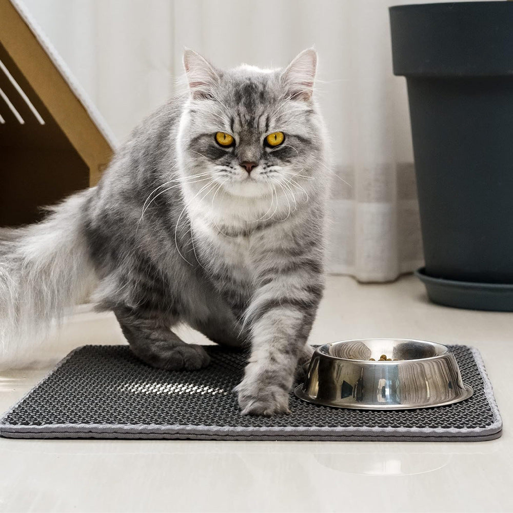 ペット猫用EVA二層洗面台マット 飛び散り防止フィルター砂 猫用トイレマット 耐摩耗性 傷防止 キャッテリーパッド