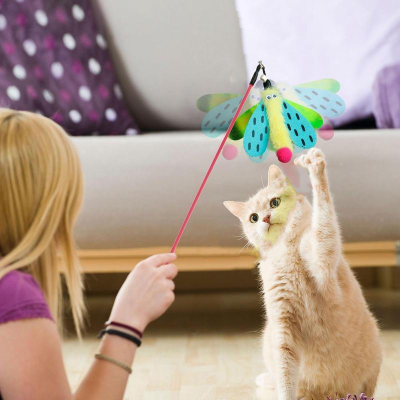 猫用おもちゃ 猫じゃらし 鈴付き トンボ 猫スティックおもちゃ インタラクティブペット玩具 猫用じゃらし 屋内猫用