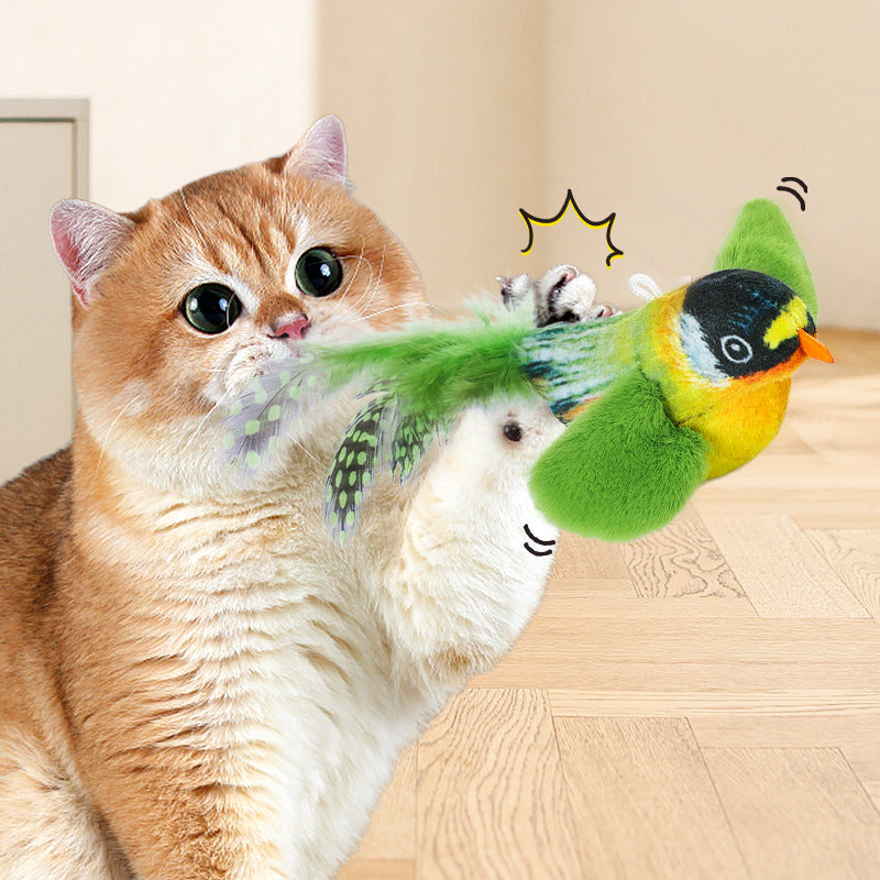 Flappy Chase 猫おもちゃ、Flappy Chase 鳥 猫おもちゃ、FlappyChase インタラクティブ 猫おもちゃ、Chirping Bird 猫おもちゃ 羽ばたく、Flying インタラクティブ シミュレーション 電動 スズメ 揺れる鳥