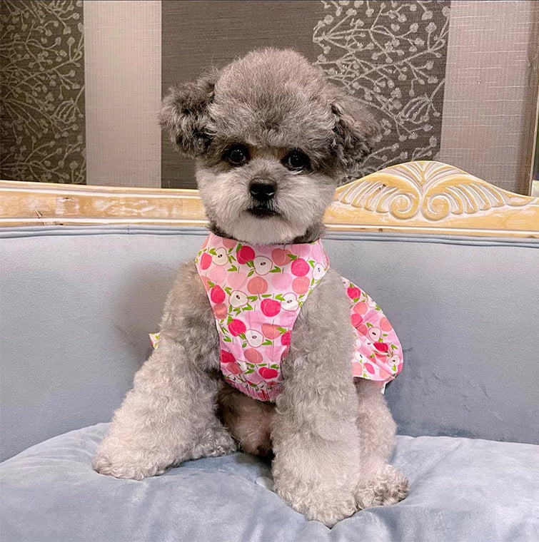 犬用ユニバーサルコットン青白スカート、手持ちロープ付き