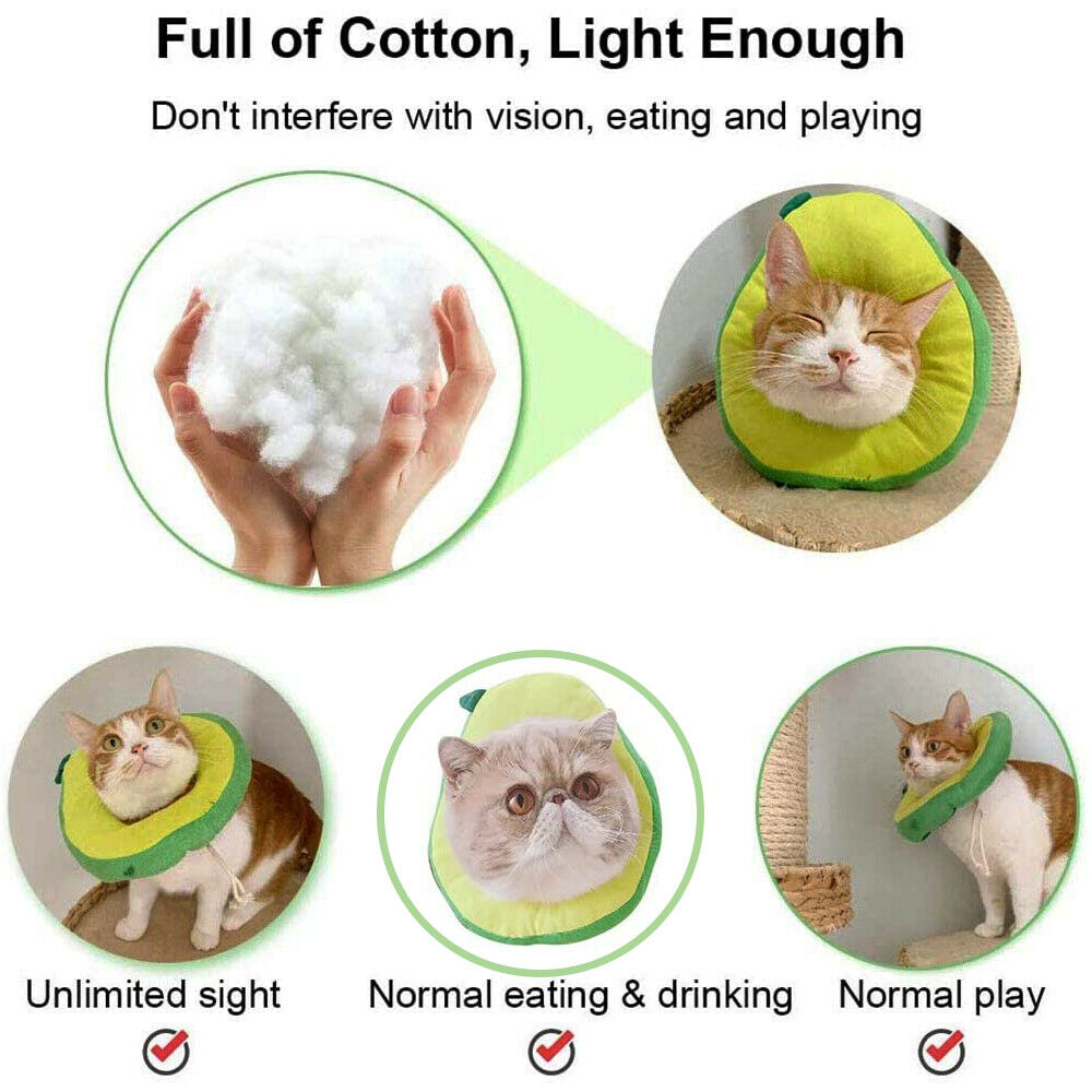 猫用エリザベスカラー、手術後の傷口保護、回復用ソフトレモン型猫用回復首輪、調節可能、子猫と子犬に