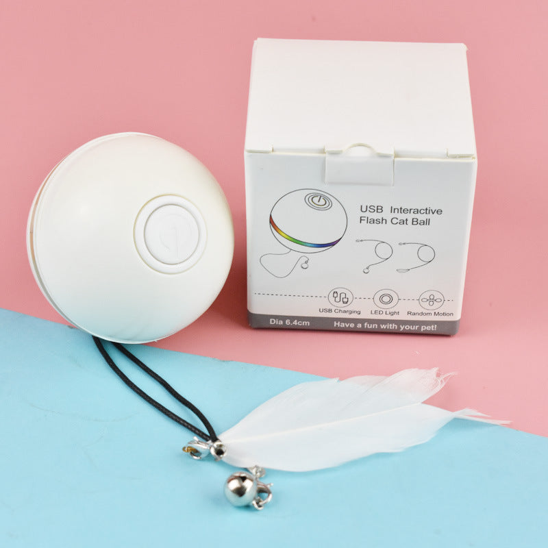 電動猫おもちゃ ボール LED羽根 猫をからかうボール 猫遊びおもちゃ USB充電式 猫用おもちゃ
