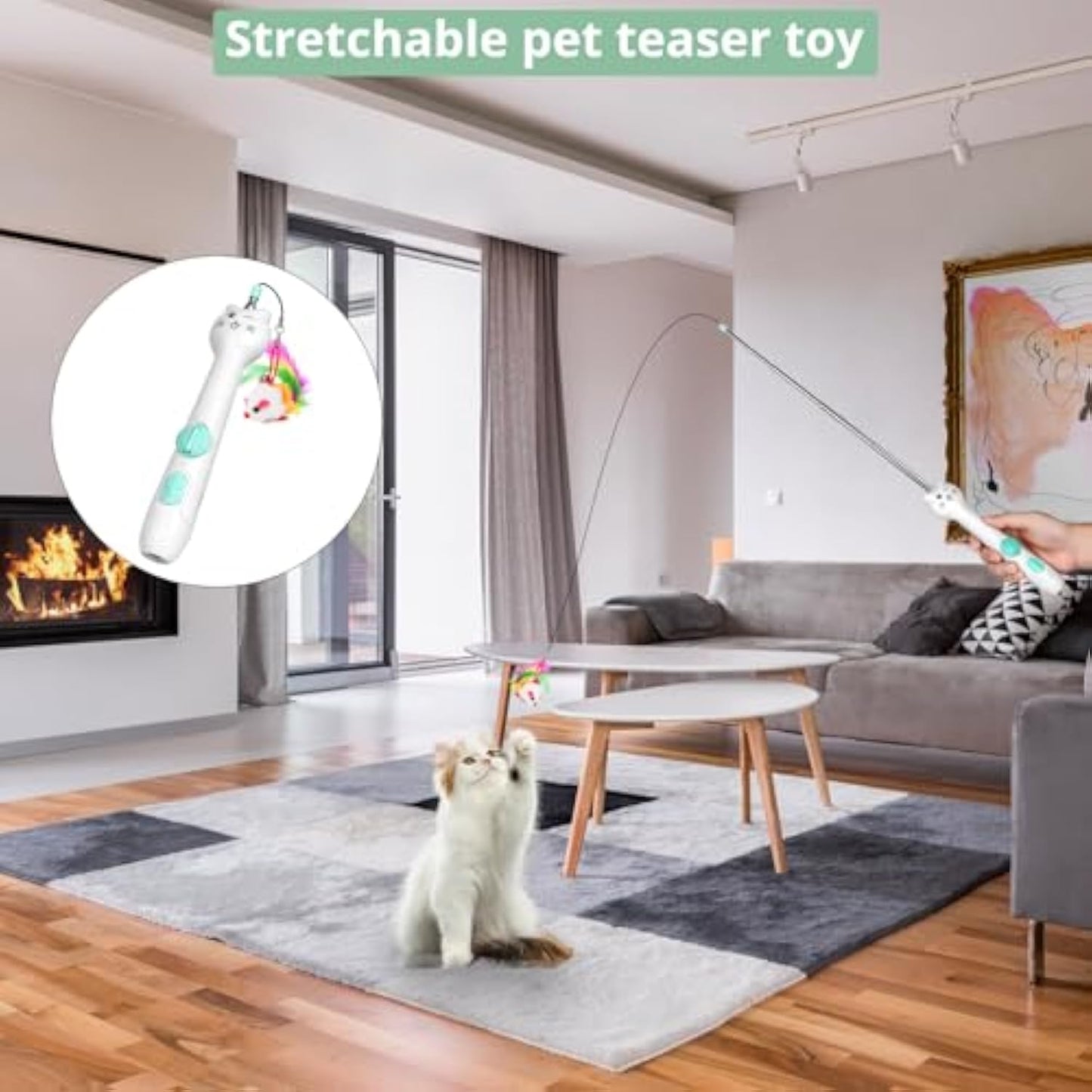 猫用おもちゃ インタラクティブ 充電式レーザーポインター 猫じゃらし 羽根おもちゃ付き 2-in-1 猫用おもちゃ 室内猫 子猫 ペット用レーザーおもちゃ 遊び用