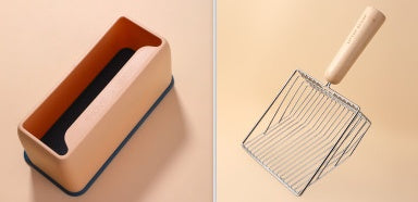 金属フィルター付き猫砂スコップセット ペットトイレクリーニングスクープ うんち処理ツール 大型木製ハンドル ペット用品