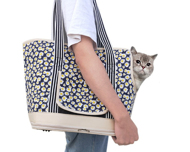 猫と犬用トラベルライト ポータブルショルダーバッグ 通気性抜群のメッシュ素材