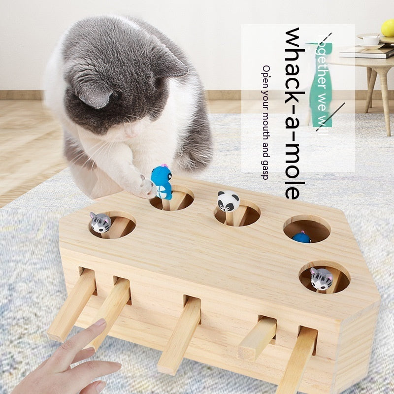 猫用おもちゃ モグラ叩き 知育玩具 木製 猫用おもちゃ