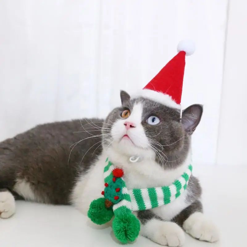 調節可能 小型の子犬 冬 暖かい 犬 猫 クリスマス ニットスカーフ 首輪 子猫 スカーフ ペット服 チワワ用