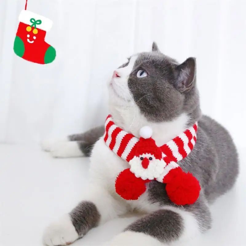 調節可能 小型の子犬 冬 暖かい 犬 猫 クリスマス ニットスカーフ 首輪 子猫 スカーフ ペット服 チワワ用