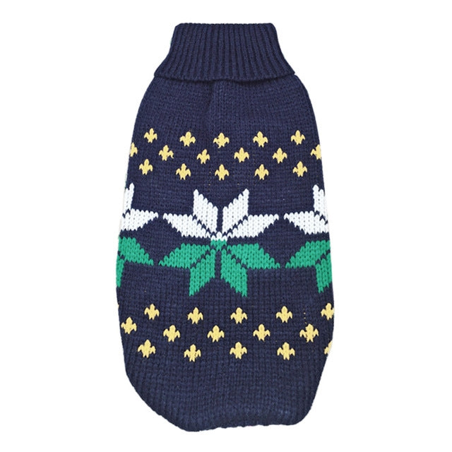 クリスマス メープル スノーフレーク タートルネック ニット セーター ペット服