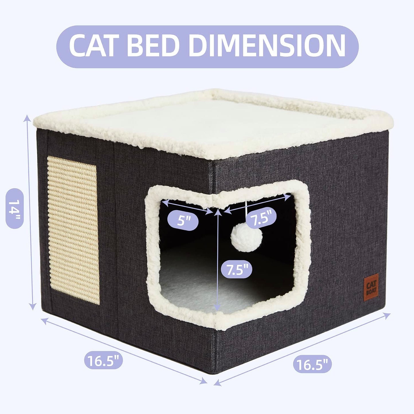 布製キューブ型猫用ベッド 折りたたみ式
