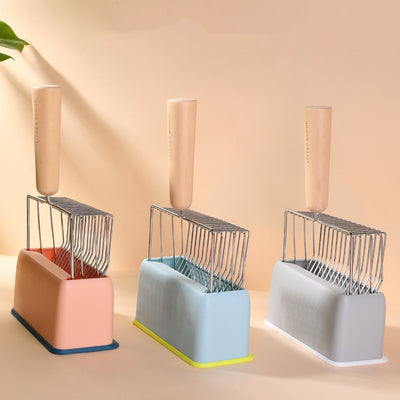 金属フィルター付き猫砂スコップセット ペットトイレクリーニングスクープ うんち処理ツール 大型木製ハンドル ペット用品