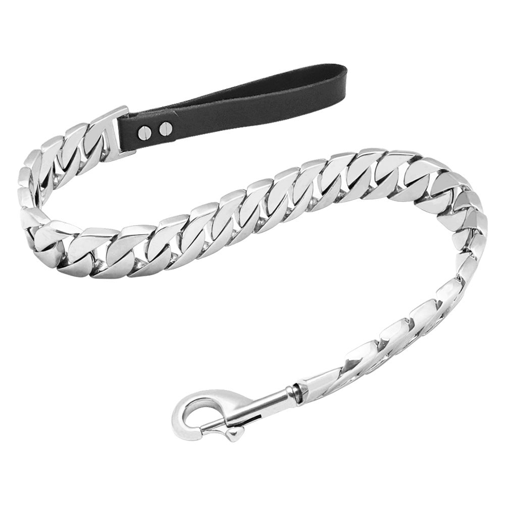 32MM ステンレス鋼鋳造チタンスチール犬用リード ゴールド大型犬用手持ちロープ