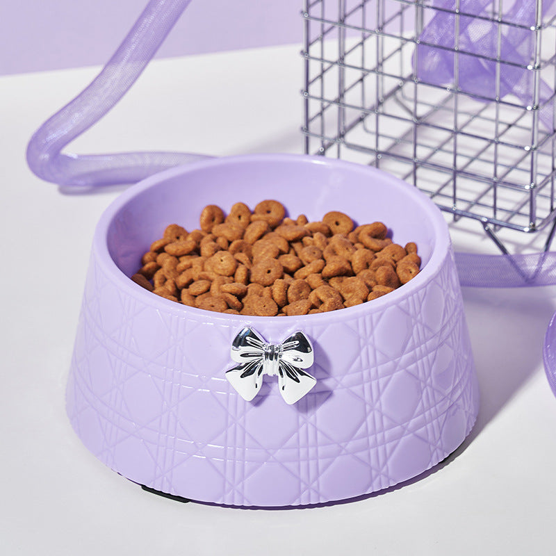 ペット犬フードボウル かわいい蝶ネクタイ 子犬用食器 ダイヤモンド柄 ボウキャットボウル 水入れ スイートプリンセス ペット用給餌ボウル