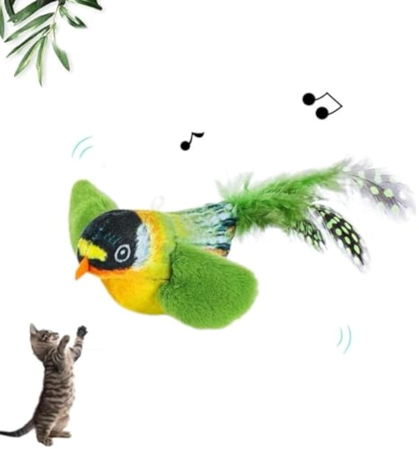 Flappy Chase 猫おもちゃ、Flappy Chase 鳥 猫おもちゃ、FlappyChase インタラクティブ 猫おもちゃ、Chirping Bird 猫おもちゃ 羽ばたく、Flying インタラクティブ シミュレーション 電動 スズメ 揺れる鳥