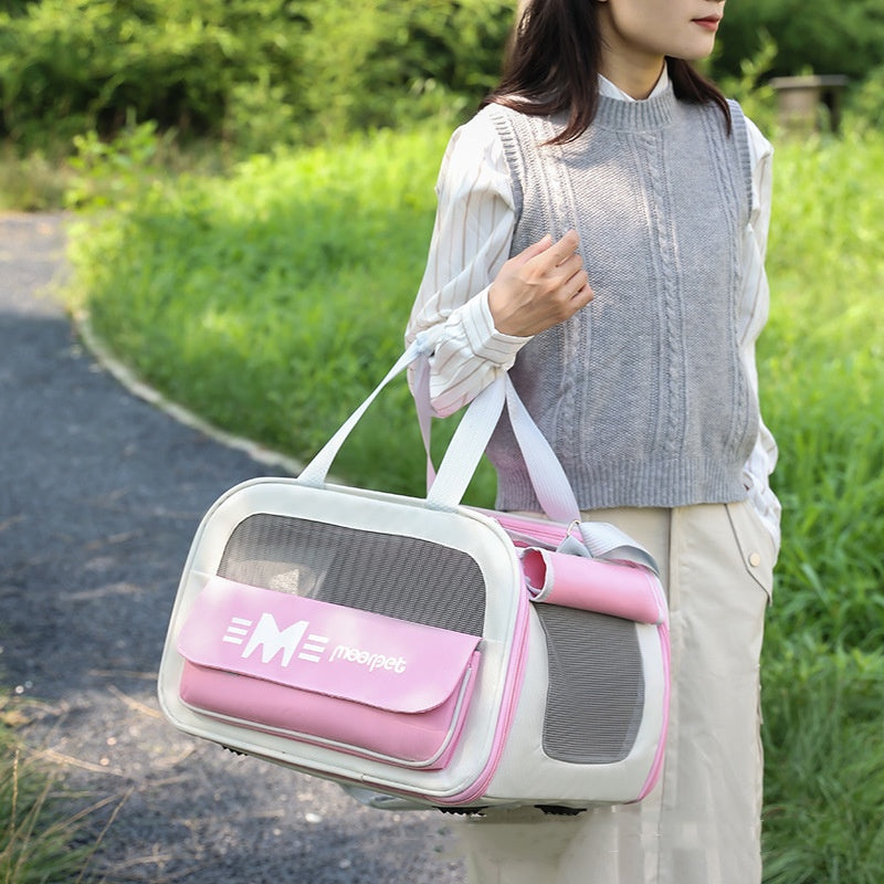猫用キャリーバッグ ポータブル 斜め掛け ショルダーバッグ ペットトラベル 通気性 大容量 猫用おむつバッグ