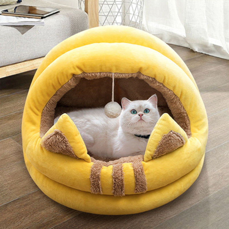 猫用寝床 半密閉型 猫用寝床ハウス 涼しい夏の隠れ家
