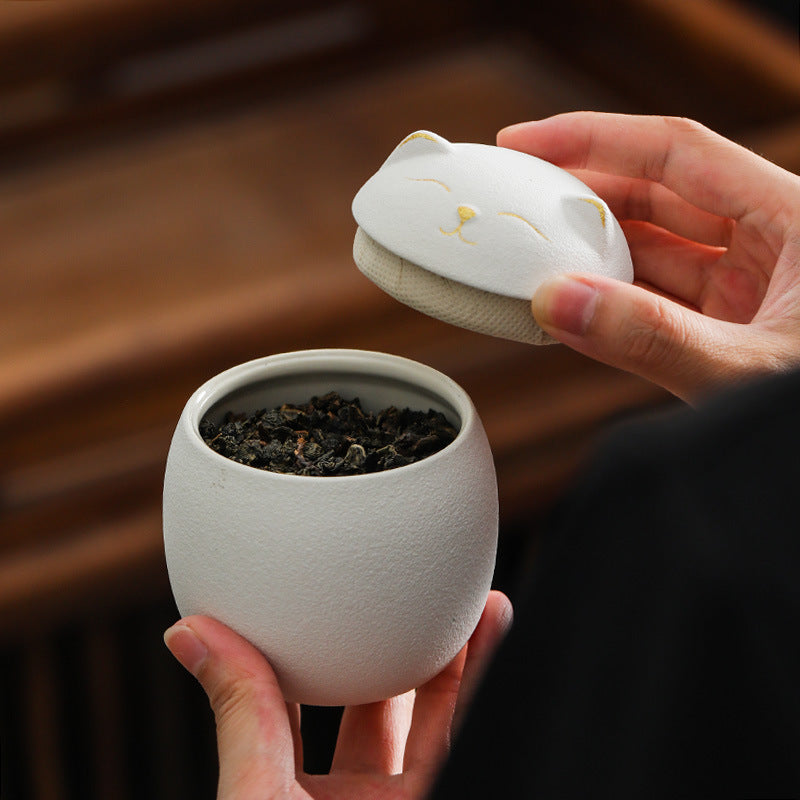 招き猫飾り茶筒密閉携帯トラベル