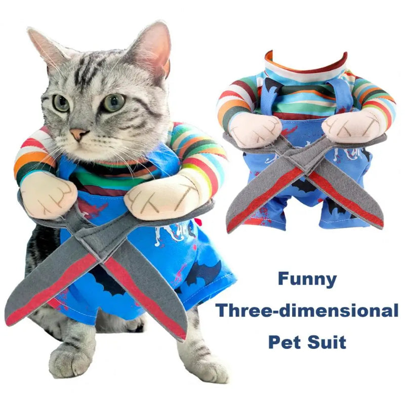 ペット用ハロウィンコスチューム、猫用面白衣装、調節可能なストラップ付き、ハサミ型スーツ、犬用コスプレ、ハロウィン、クリスマス用衣類