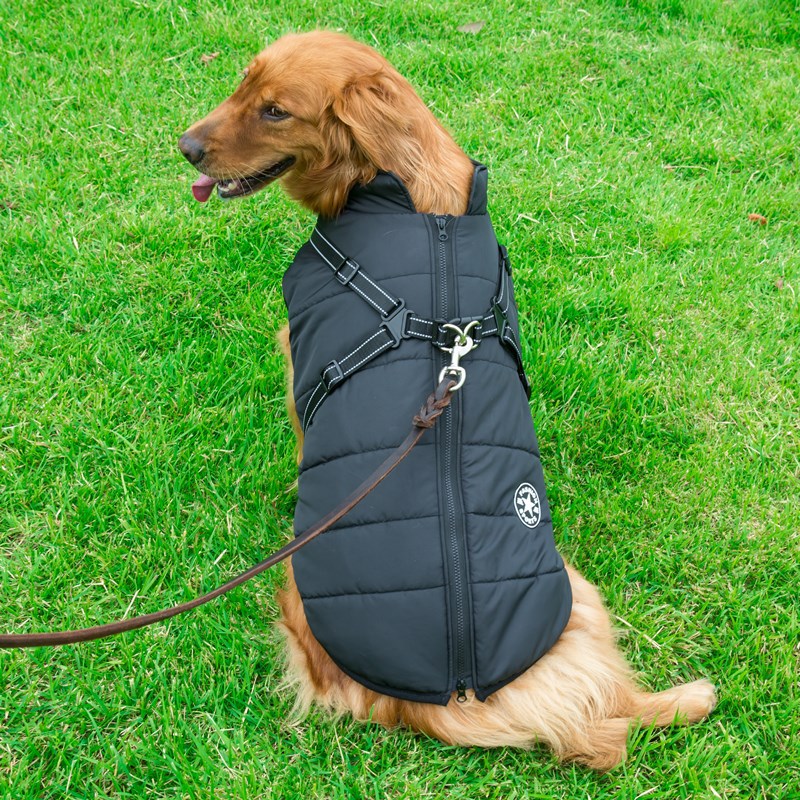 反射材付き大型犬用防寒服 暖かいペットコート 防水 秋冬用ドッグシェルコート