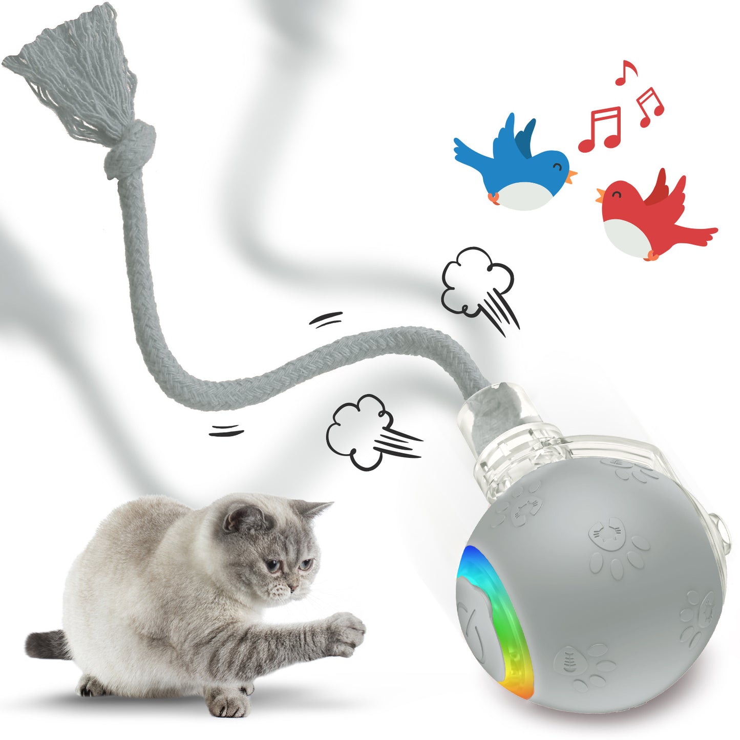 インテリジェント重力式猫用おもちゃボール ストラップ電動ロープ猫じゃらし 猫用おもちゃ