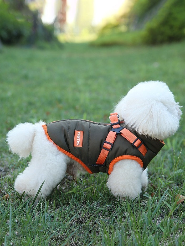 ペット用冬服 プラスベルベット 厚手 綿入り 防寒 犬用ベスト 二本足 小型犬 中型犬 スキースーツ