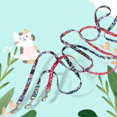 ペットの猫と犬用 花柄 手持ち ロープ式 耐久性 引っ張り防止