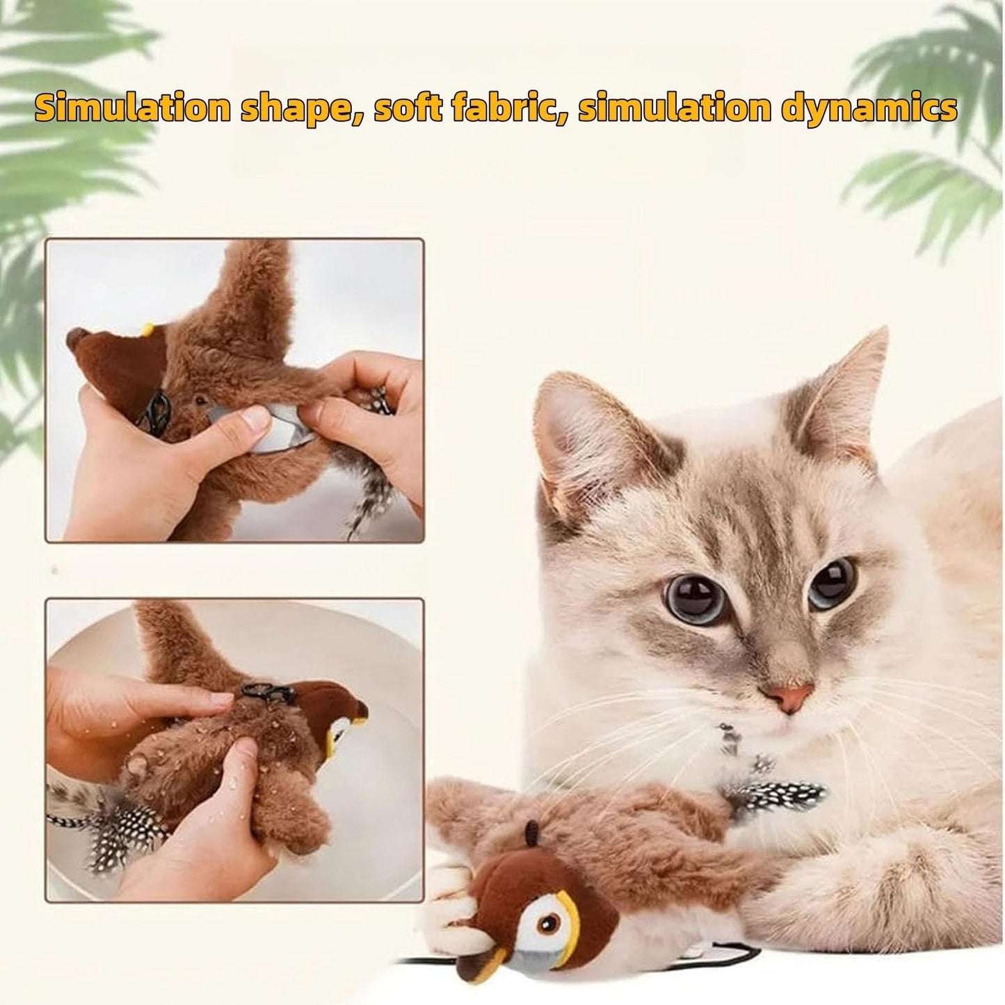 インタラクティブなさえずり鳥の猫のおもちゃ、新登場のインタラクティブな羽ばたくさえずり鳥の猫のおもちゃ、室内で退屈している猫のための羽ばたく鳥の猫のおもちゃ、羽ばたく鳥の猫のおもちゃ