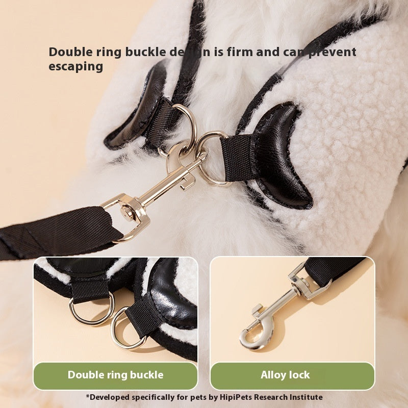 動物型ラムウール犬用持ち手付きリード