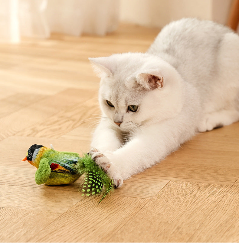Flappy Chase 猫おもちゃ、Flappy Chase 鳥 猫おもちゃ、FlappyChase インタラクティブ 猫おもちゃ、Chirping Bird 猫おもちゃ 羽ばたく、Flying インタラクティブ シミュレーション 電動 スズメ 揺れる鳥