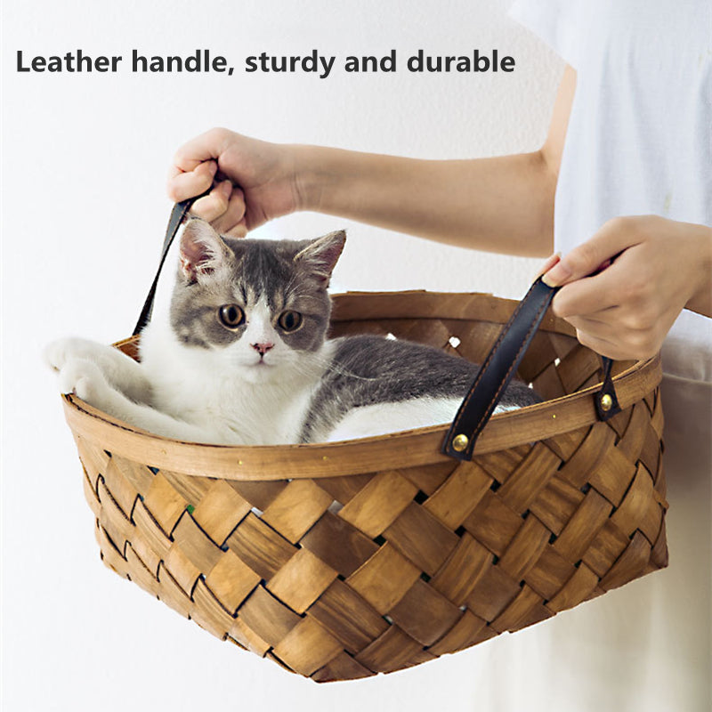 竹ラタン猫用ベッドハウス、ケンネル、ネスト、犬用ベッド、猫用テント、夏用犬用ソファベッドクッション、ペット用ベッド、猫用ハウス、犬用ハウス、猫用ラグ、ティピー