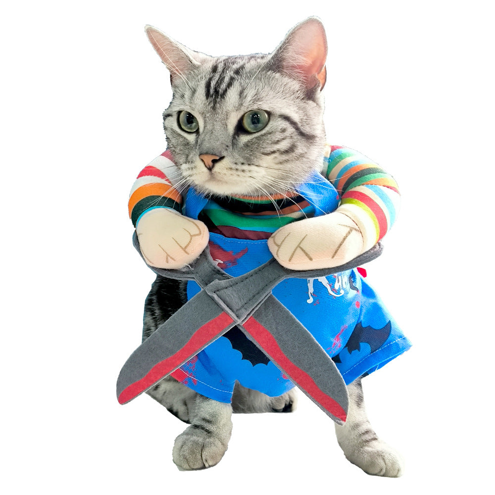 ペット用ハロウィンコスチューム、猫用面白衣装、調節可能なストラップ付き、ハサミ型スーツ、犬用コスプレ、ハロウィン、クリスマス用衣類