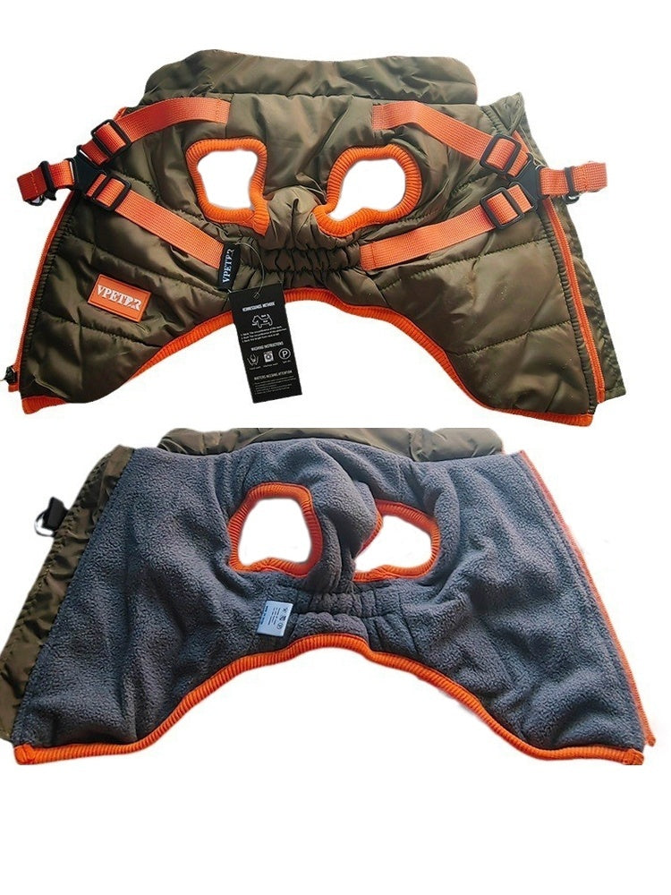 ペット用冬服 プラスベルベット 厚手 綿入り 防寒 犬用ベスト 二本足 小型犬 中型犬 スキースーツ