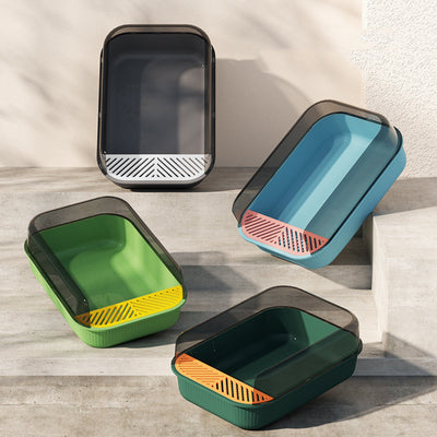 半密閉式ハイエッジ飛沫防止防臭分解可能猫用トイレ