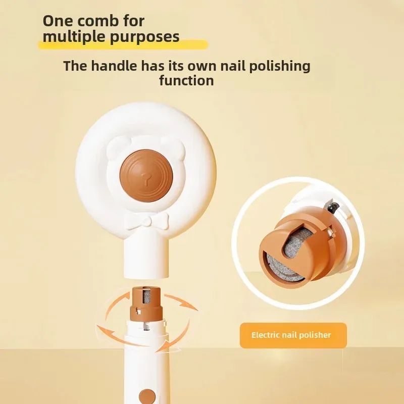 充電式2in1ペットネイルトリマー コーム付き 電動猫犬グルーミングクリーニングブラシ ペットケアツール