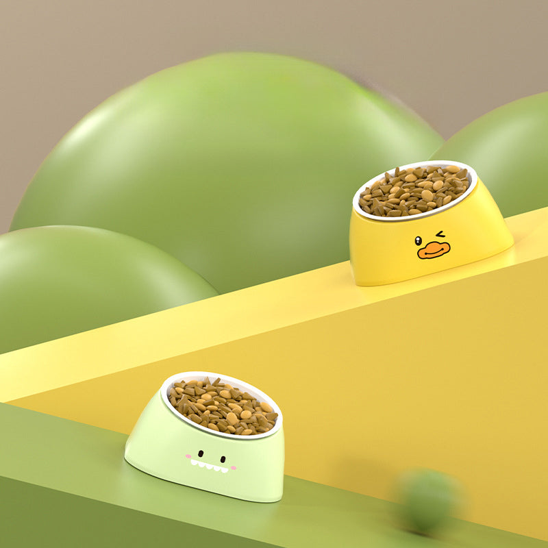 頸椎を保護する猫用食器 ステンレス製 15度傾斜 ペット用品 落下防止 耐久性のある給餌ボウル