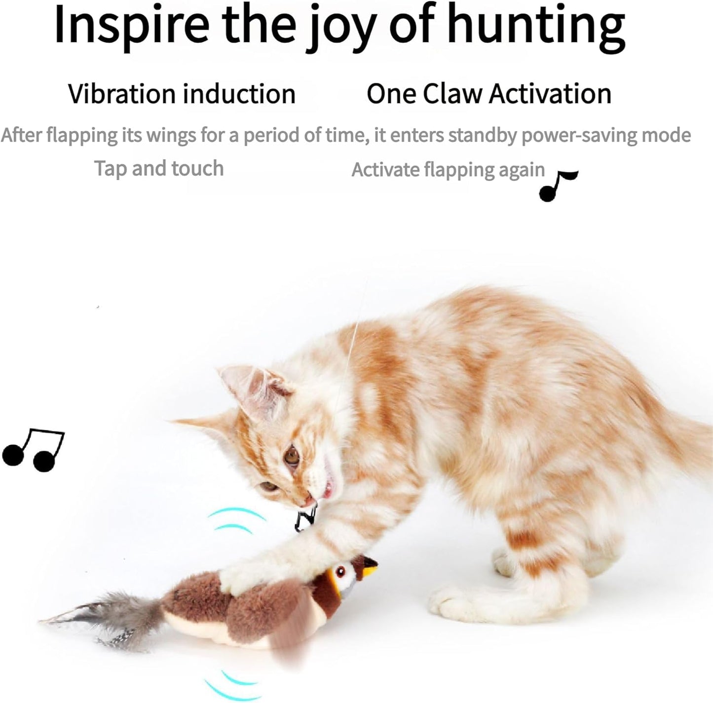 インタラクティブなさえずり鳥の猫のおもちゃ、新登場のインタラクティブな羽ばたくさえずり鳥の猫のおもちゃ、室内で退屈している猫のための羽ばたく鳥の猫のおもちゃ、羽ばたく鳥の猫のおもちゃ